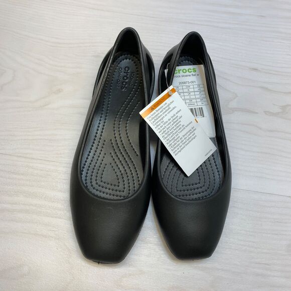 Crocs Sloane Black Ballet Flat Slip On Shoes Womens Size 5 Square Toe - Picture 6 of 9